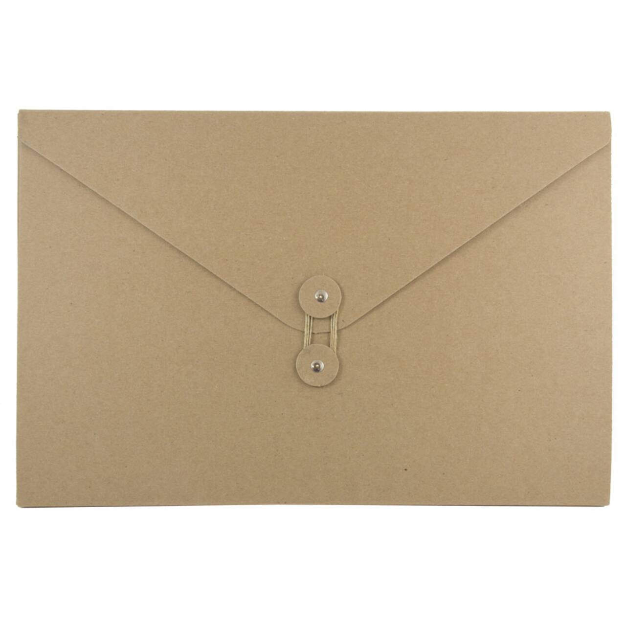 JAM Paper Natural Kraft Portfolio with Button and String Tie Closure 9.25" x 14.375"